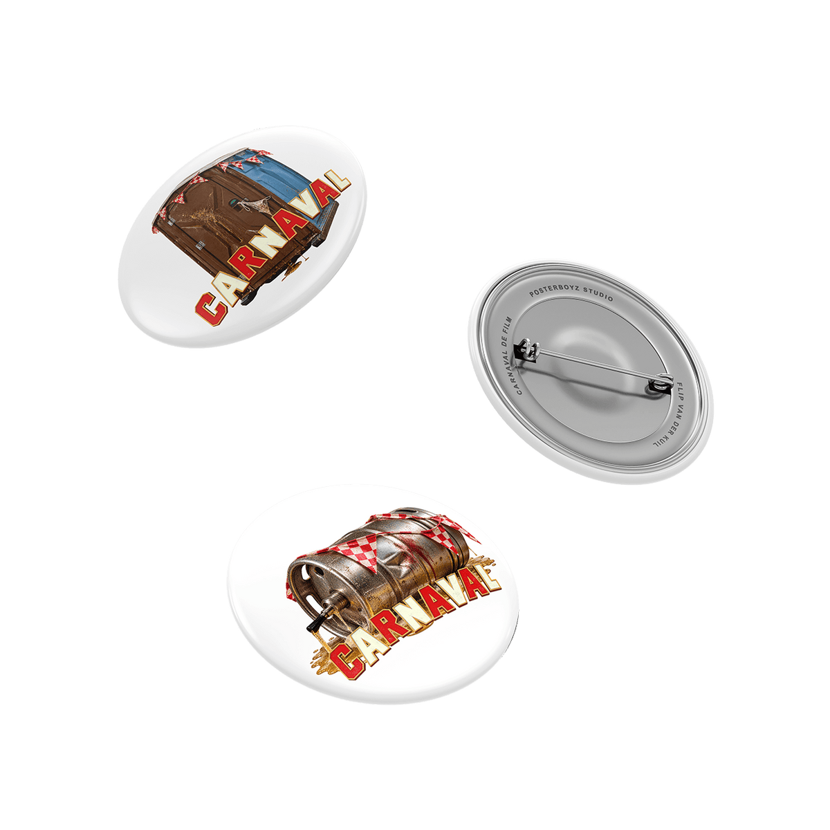 Carnaval buttonpack: buttons van voren en van achteren