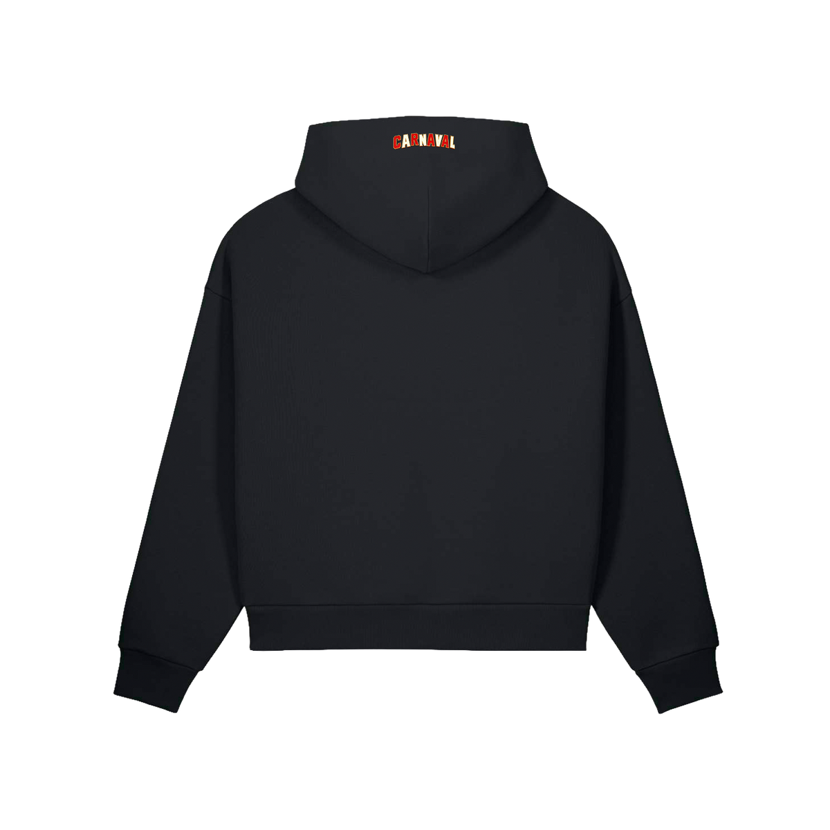 Carnaval (De Film) zwarte hoodie, design Confetti, achterkant met klein CARNAVAL-logo in de nek
