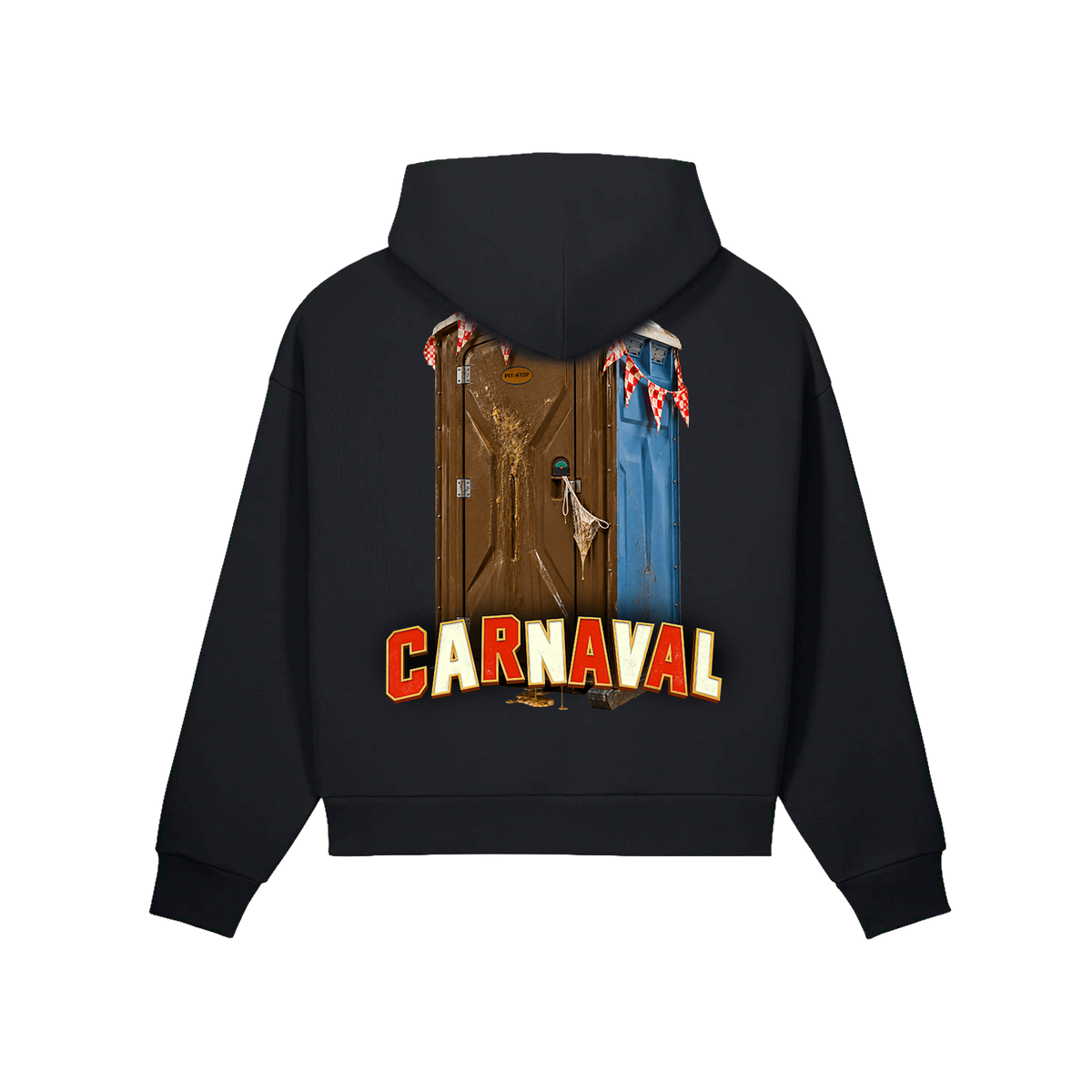 Carnaval (De Film) zwarte hoodie, design Dixi, achterkant