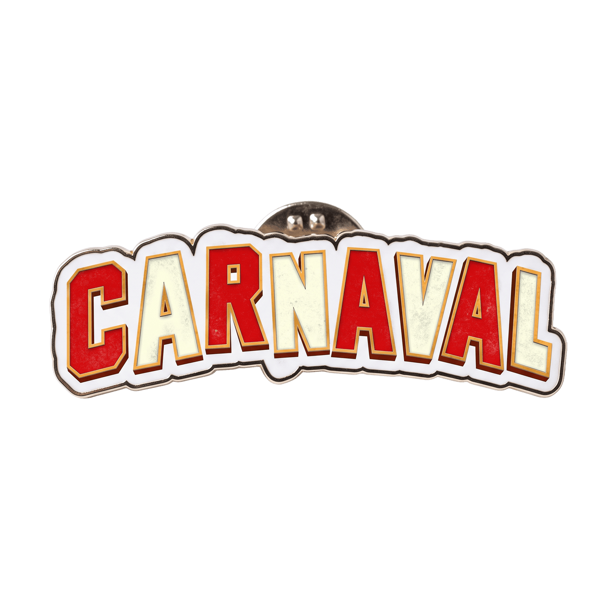 Carnaval-pin: het CARNAVAL-logo in rood, crème en goud